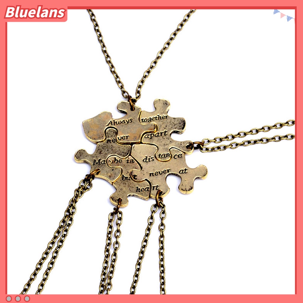 5 Pcs Kalung Rantai Model Puzzle Motif Print Tulisan Always Together Untuk Hadiah