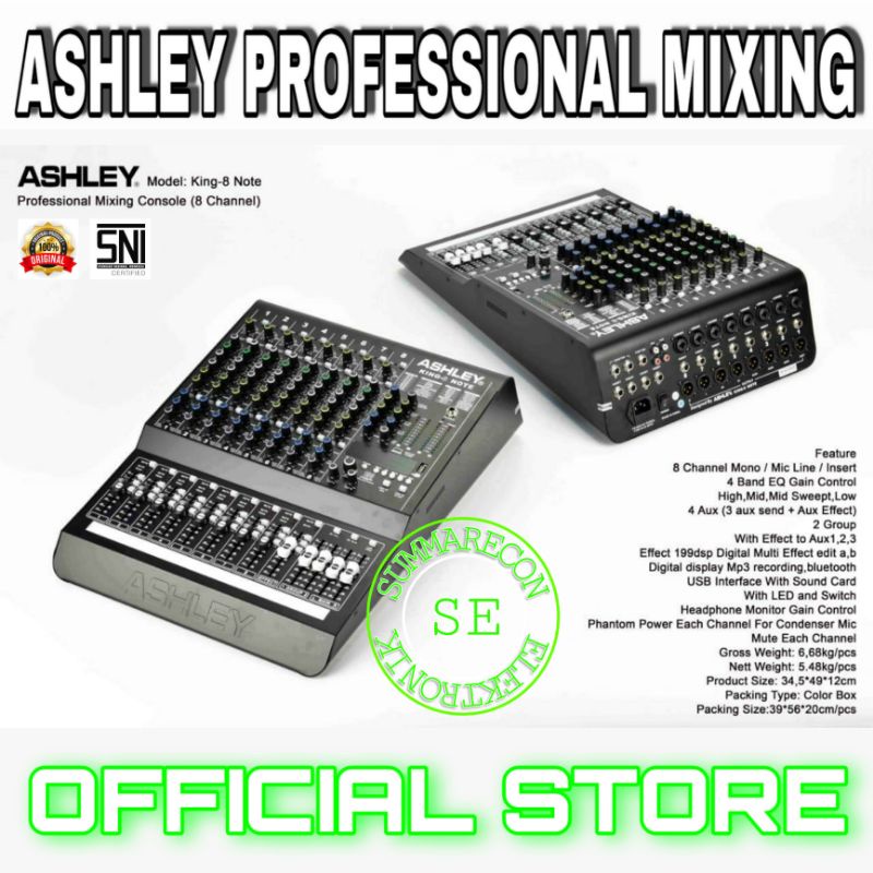 mixer audio 8 channel original ashley king 8 note usb bluetooth recording