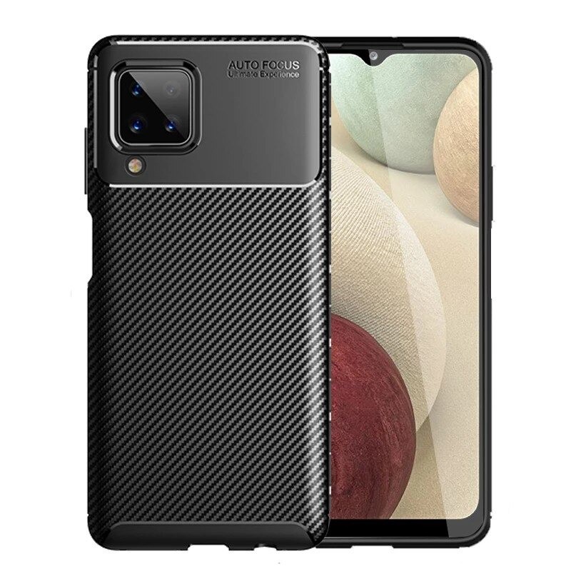 READY Case Samsung Galaxy A12 Softcase Shockproof Carbon