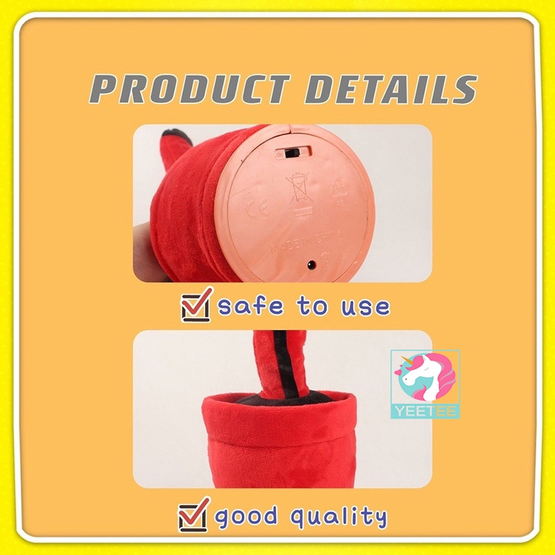 Grosir✅Dancing Cactus Toy Squid Game Red Electric Dancing Squid Repeat What You Say Toy YEETEE With Light Effects 120 Songs for Age 3 And Up Kids Gifts