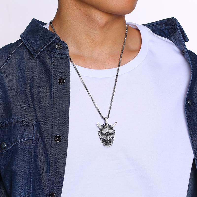 2022 Kalung Liontin Prajna Face Casting Bahan Stainless Steel Untuk Pria