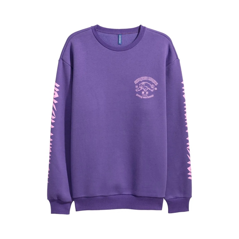 Crewneck H&amp;M Young and Bored Purple Sweater Shinjuku Nights Ungu