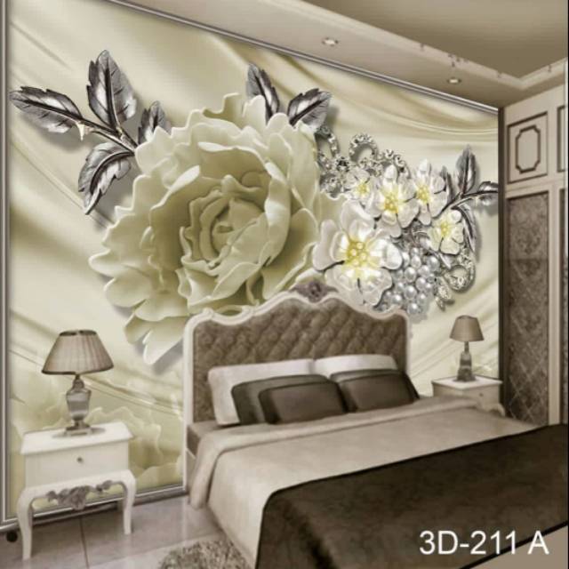 Wallpaper custom 3D motif bunga
