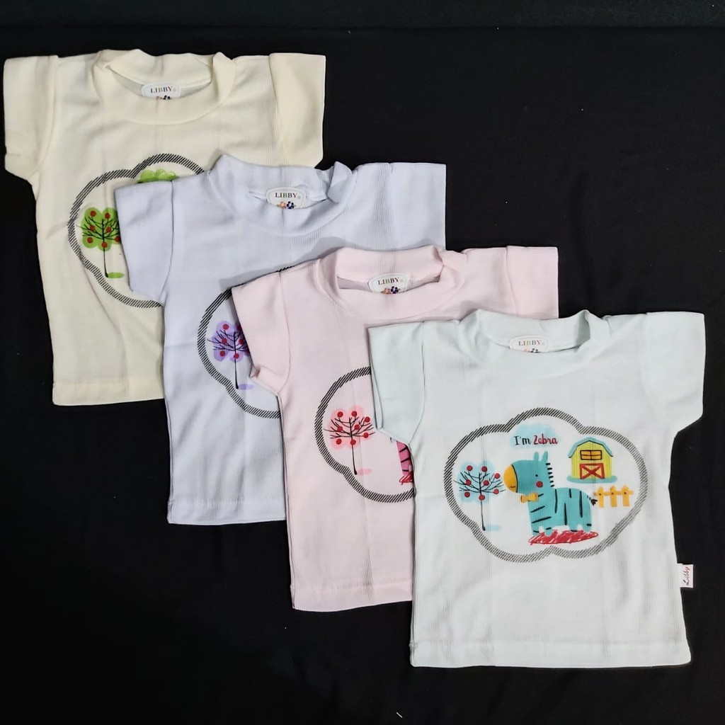 Kaos Oblong Pendek Libby Baby Rib Tipis Sablon