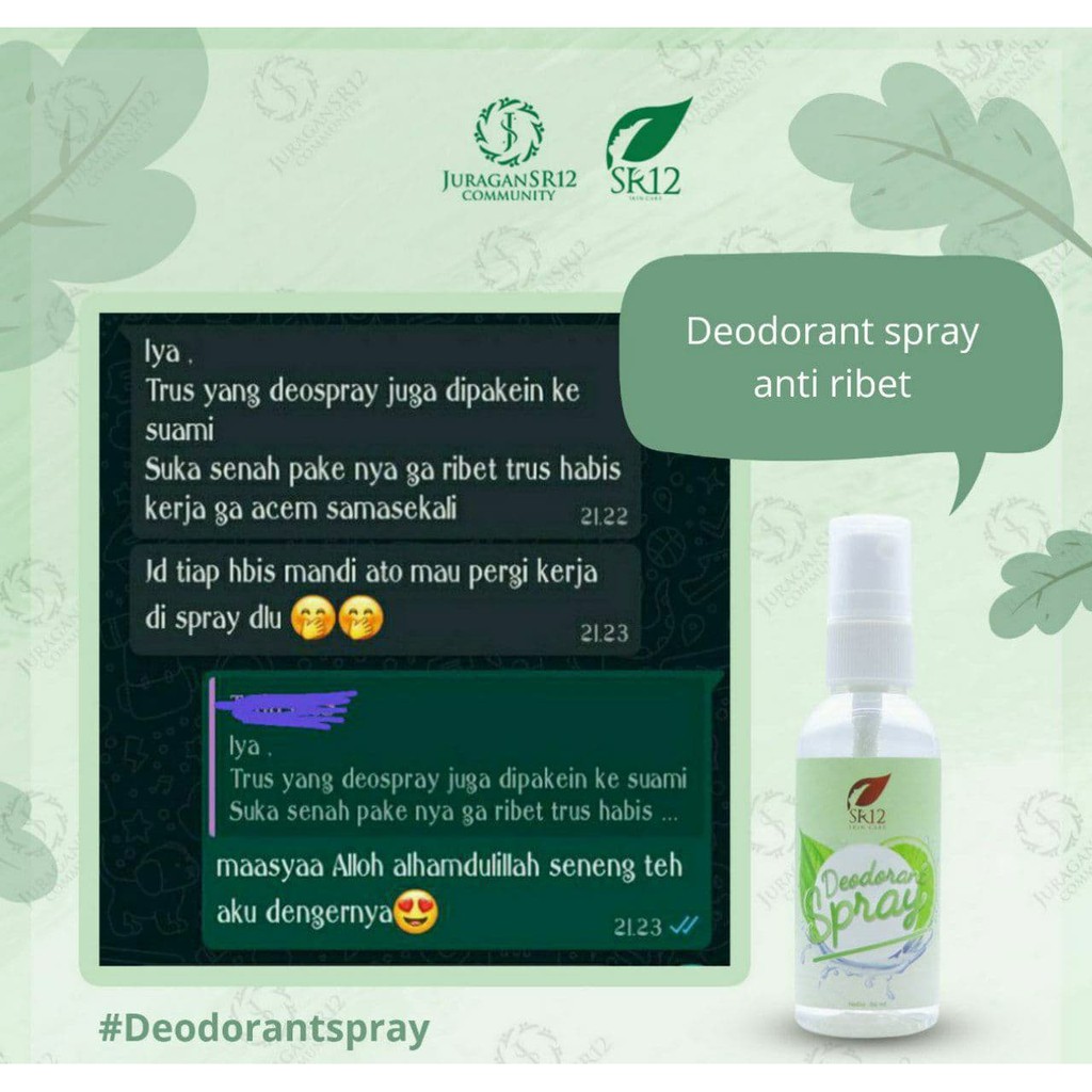 Deodorant Spray SR12 Paket Skincare Bpom Penghilang Bau Badan Ketiak Deodoran Spray Sabun Bulus SR12