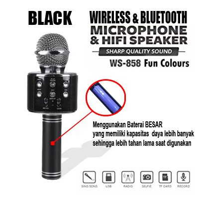 MIC WSTER WS 858 Wireless Bluetooth Karaoke Plus Speaker Micrphone Portable