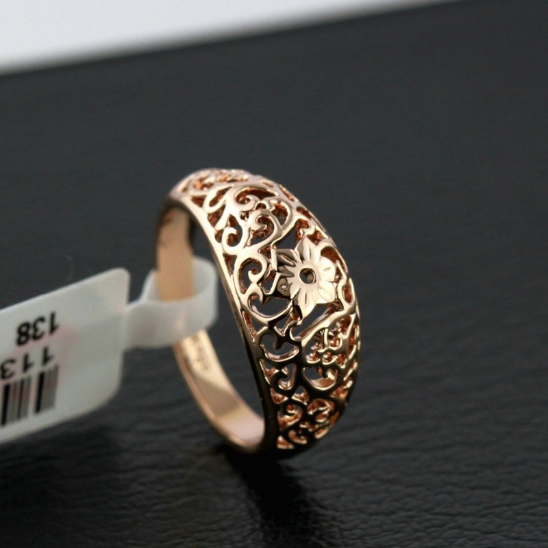 Cincin Model Hollow Warna Rose Gold Untuk Wanita