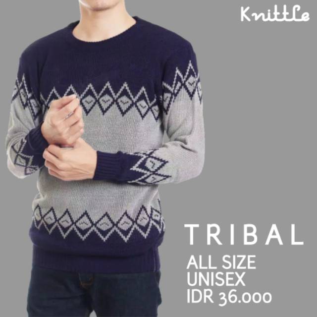 TRIBAL KNIT / SWEATER COWOK / SWEATER RAJUT CEWEK / RAJUT LENGAN PANJANG UNISEX