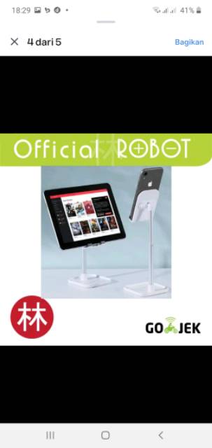 Holder hp robot RT-US04 liftable &amp; foldable aluminium alloy universal holder PHONE STAND