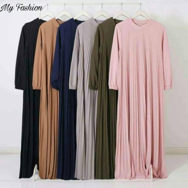 Gamis plisket lengan panjang gamis plisket maxy/mayung/gamis muslim