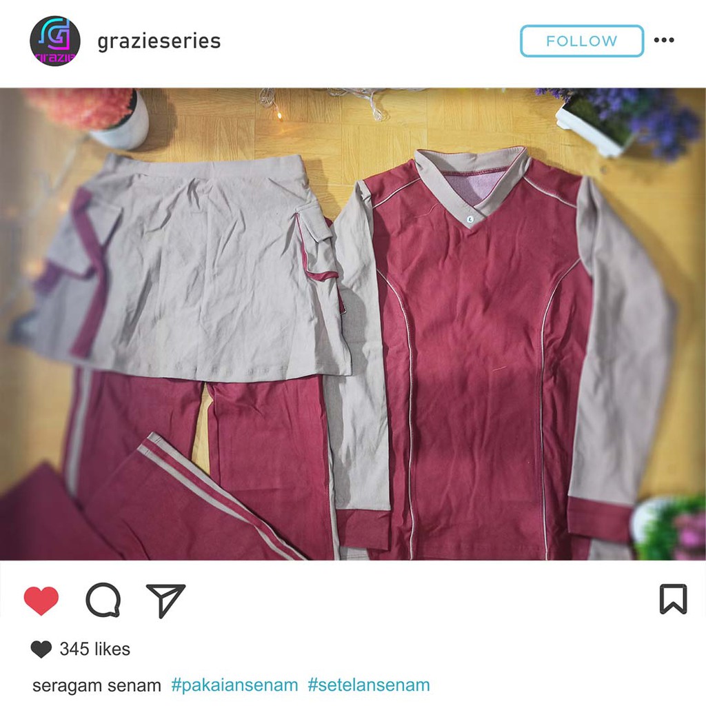 Setelan senam aerobik / baju olahraga / baju senam muslim / baju senam olaharga Hebras Marun Abu