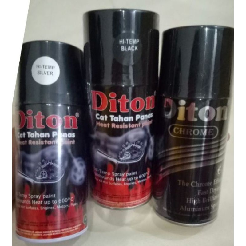DITON CHROME-KROM & HI-TEMP TAHAN PANAS kecil 150 cc utk Knalpot dan Bak Mesin Hitam dan Silver,Cat 