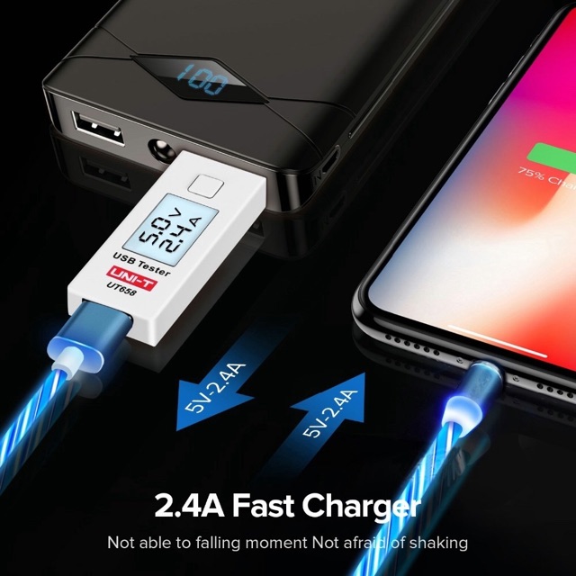Kabel Data Magnetic Charger Cable Usb 3IN1 2.4 Fast Charger Micro Type C LIGHTNING Kabel Data Magnet Led Warna