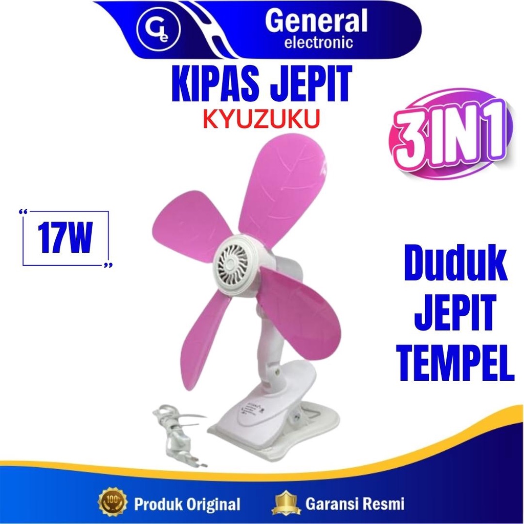 Kyzuku Mini fan 3 in 1 (duduk/jepit/dinding)/ Kipas Jepit Clip Kyzuku 16Watt / 17 Watt/ 18 Watt/ 26 Watt / 39 Watt
