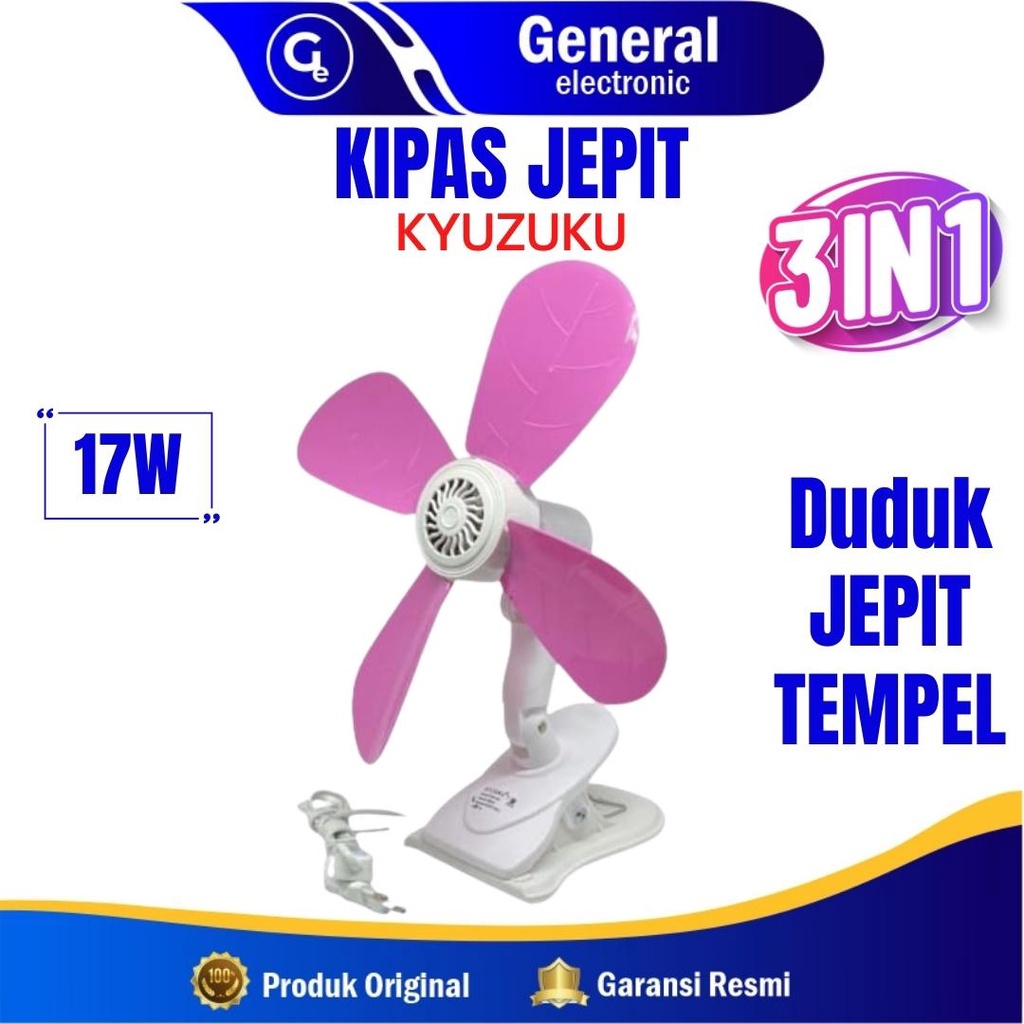 Kyzuku Mini fan 3 in 1 (duduk/jepit/dinding)/ Kipas Jepit Clip Kyzuku 16Watt / 17 Watt/ 18 Watt/ 26 Watt