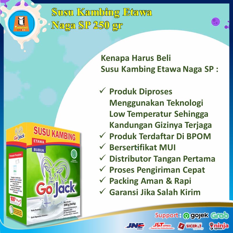 Susu Kambing Etawa Bubuk Go Jack 200gr Kemasan Sachet Susu Etawa Kambing Bubuk Minuman Susu Kambing Murni Sky Goat Evaporasi Asam Lambung Mag