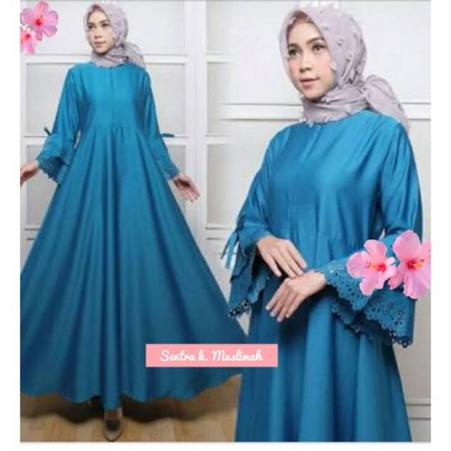 Baju gamis mulim polos Lengan Lenser up