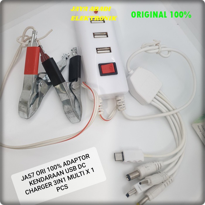 J57 SAVER DC CHARGER 3 USB MOTOR MOBIL POWER AKI ACU SERVER ADAPTOR TRAVEL CHARGER MULTI CAS CASAAN J57  saver dc Charger 3in1 motor mobil dc power Hp Aki Usb SERVER Travel adaptor fast charging batok cas casan super speed travel adaptive adapter cha