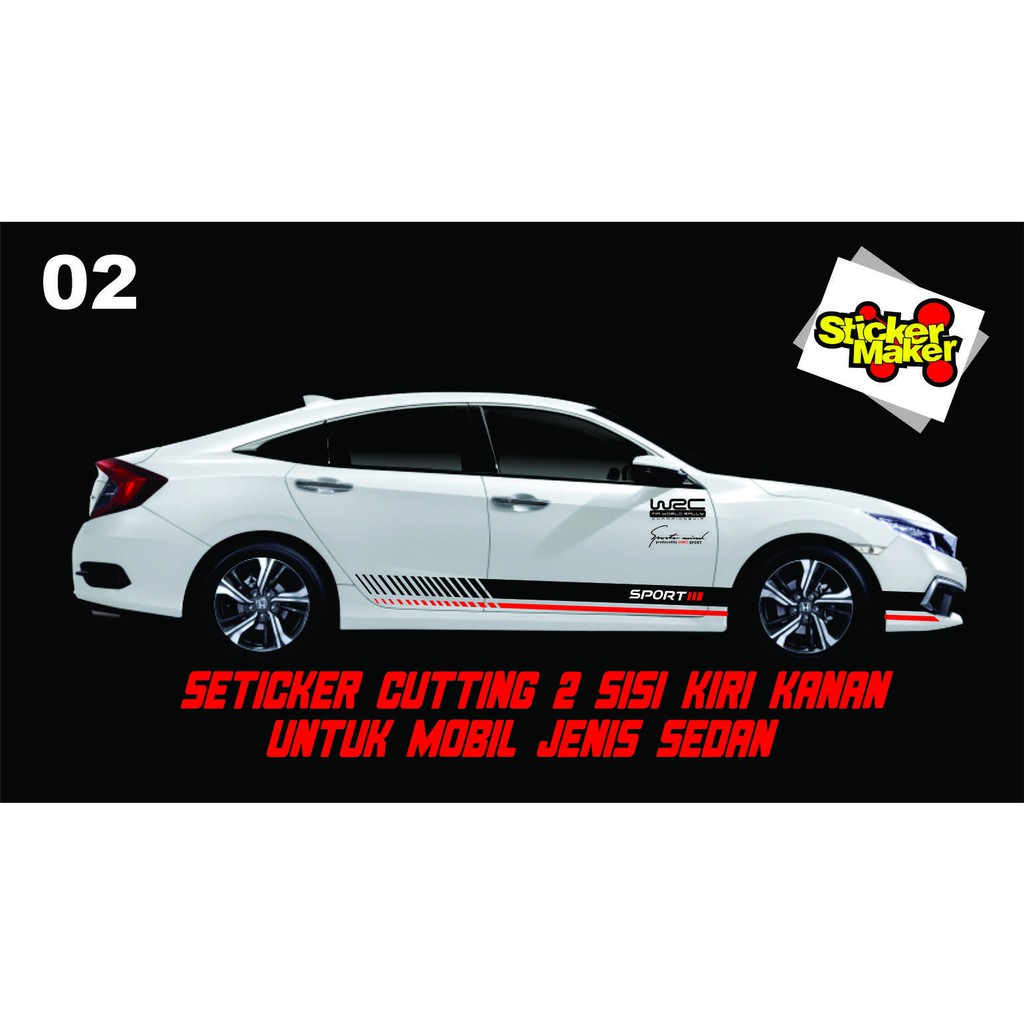 stiker lis body samping mobil sedan innova,corolla,hyundai,bmw,honda civic.1set kanan kiri. code 02