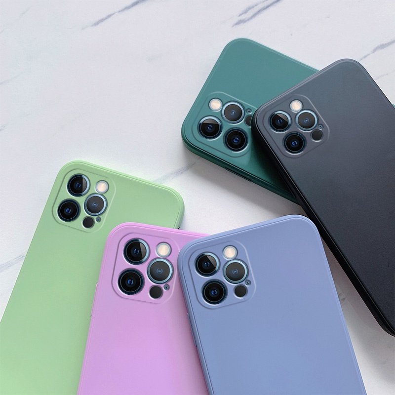 Casing Samsung A53 A50 A50S A32 A30 A30S A20 A10 A10S A7 2018 J7 J6 J6+ J4 J4+ Prime Plus Solid Color Straight Edge Protect Camera Soft Case-1