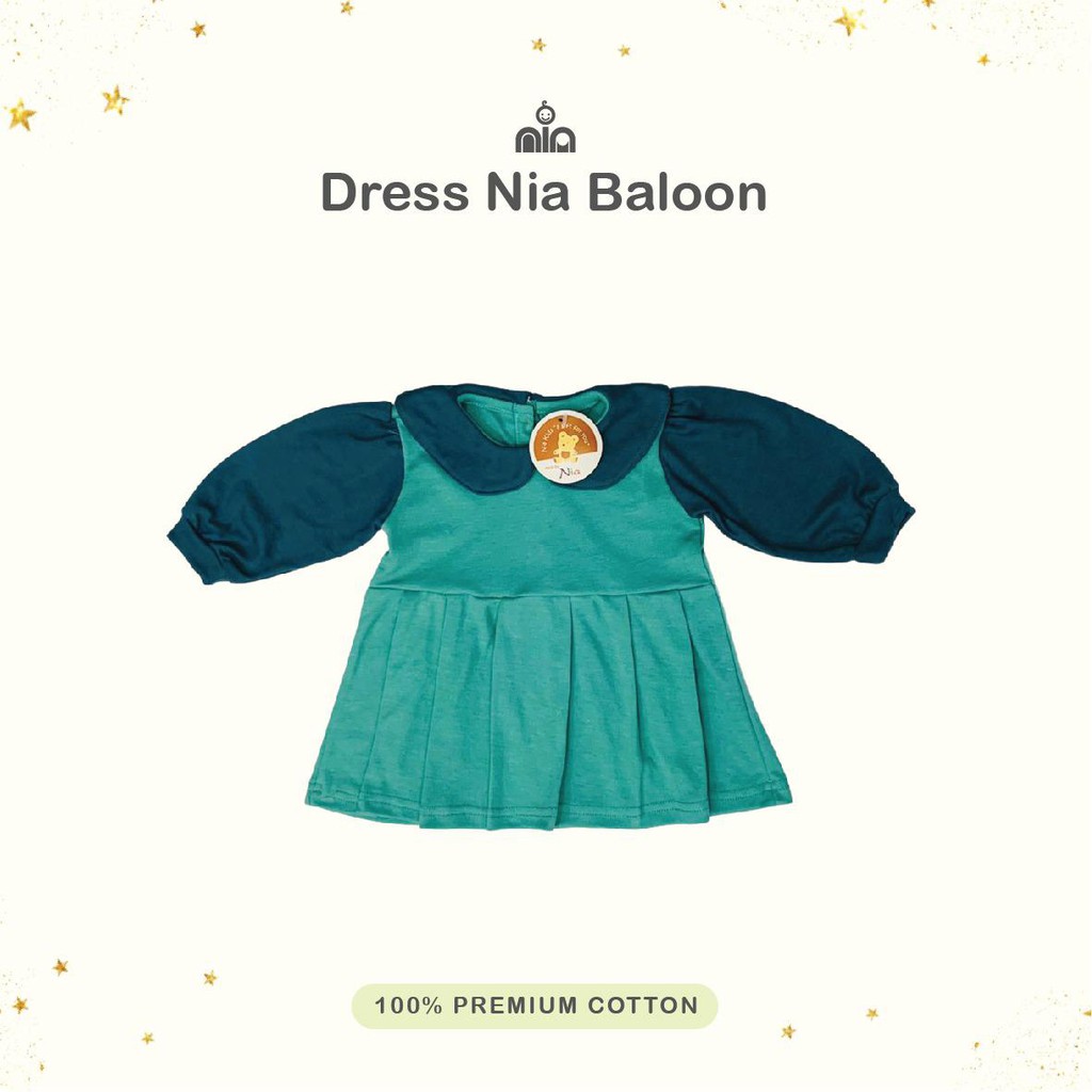 Promo !! Dress Bayi Nia Baloon Premium/dress bayi nia premium lengan panjang /dress bayi murah bahan cotton