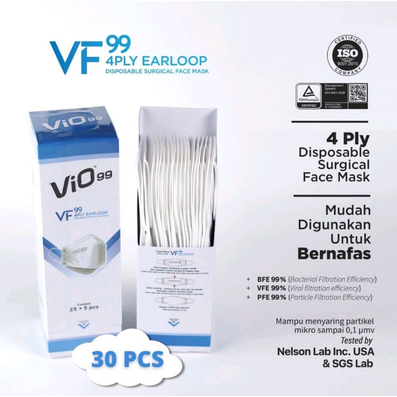 Masker Vio 4Ply earloop (isi30)
