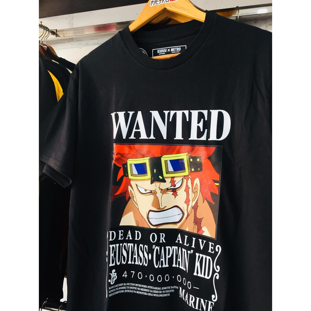 Tshirt Eutass Kid Wanted Black Anime One Piece Manga Premium