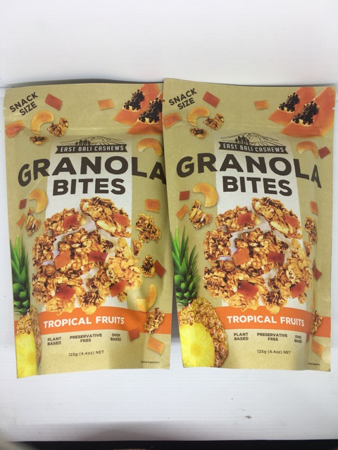 East Bali Cashew Granola Bites Tropical Fruits 125 gram