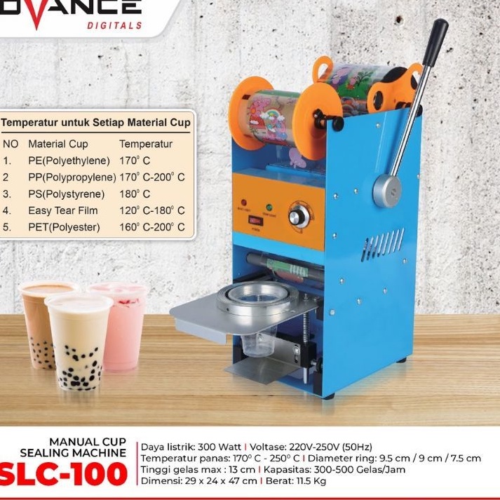 Mesin sealer cup Advance SLC 100 / SLC 200 Mesin penutup minuman plastik / alat pres gelas plastik