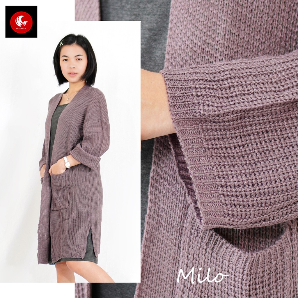 OKECHUKU Lavella Long Cardigan Wanita Outer Wanita Cardigan Rajut Oversize-Milo