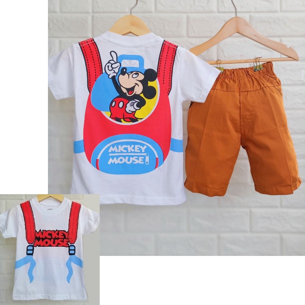 BAJU ANAK LAKI RANSEL KPD CELANA PENDEK KATUN 1 TAHUN - 7 TAHUN MIKI SETELAN ANAK LAKI-5