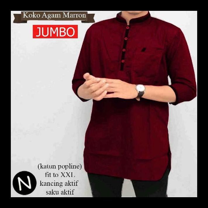 PROMO KOKO AGAM JUMBO BAJU KOKO JUMBO BAJU LEBARAN BAJU MUSLIM PRIA JUMBO KOKO COWOK MURAH ALE