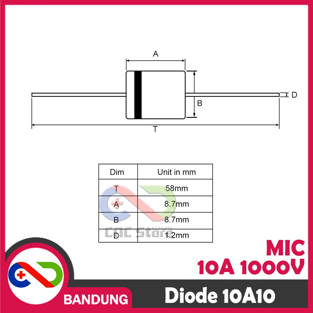 10A10 R6 AXIAL 10A 1000V RECTIFIER DIODE DIODA