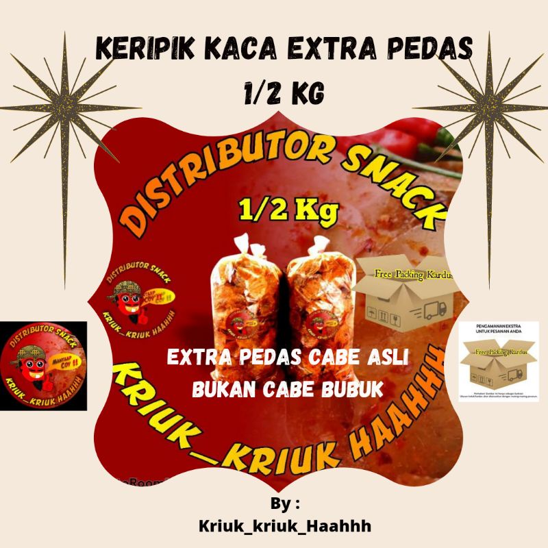 

KERIPIK KACA EXTRA PEDAS DAUN JERUK 500gr / Kripik kaca extra pedas ½ kg