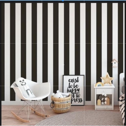 Wallpaper Sticker Motif Garis Hitam Putih 5358 / Wallpaper New 2020 /  Uk.9mx45cm