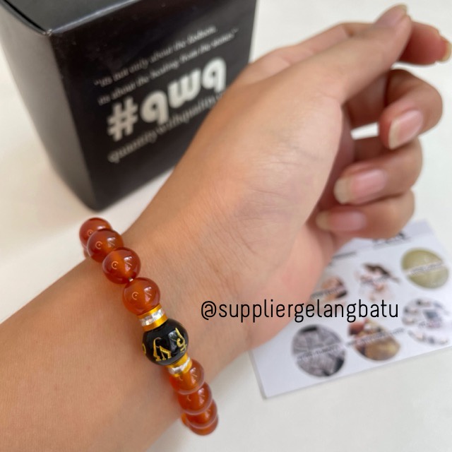 gelang batu chinese unisex pria wanita tibet hoki om mani padme hum supplier bahan aksesoris craft keberuntungan persahabatan hadiah