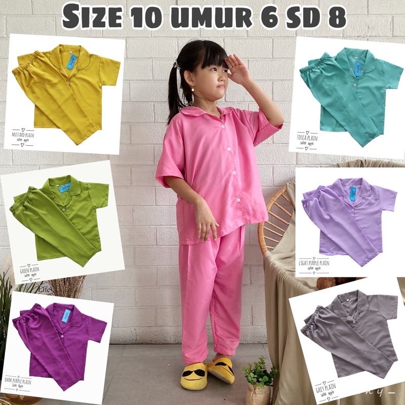 IZANY Piyama Anak Size 10 Polos Plain