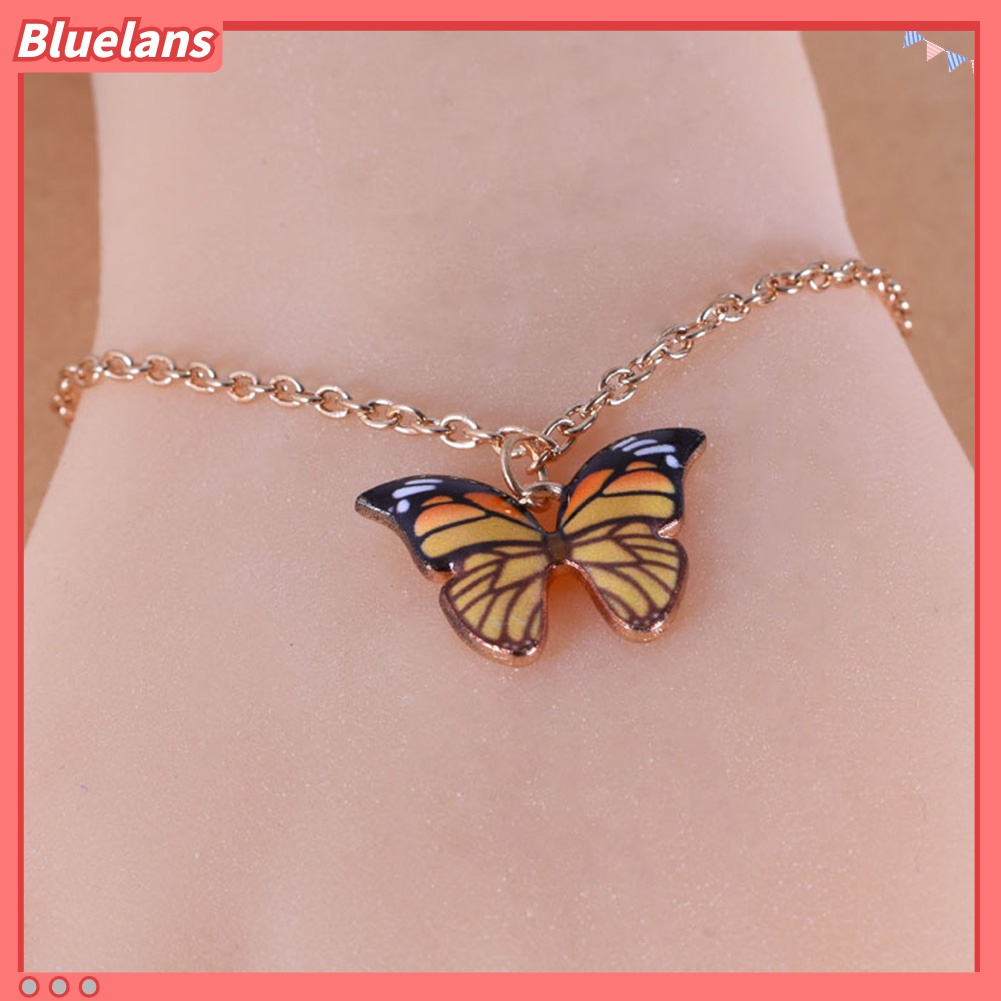 Gelang Kaki Liontin Butterfly Warna-Warni Bahan Alloy Untuk Wanita