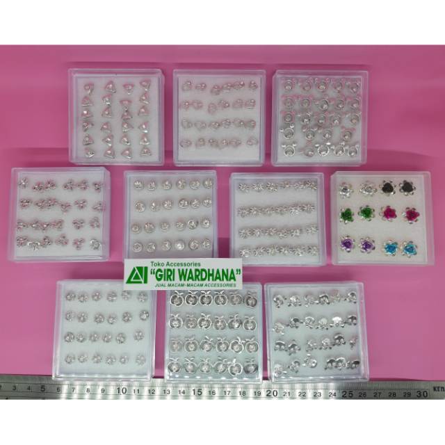 Anting Putih Permata Giwang Per Box Ssn Grosir