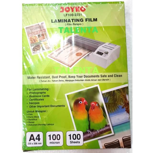 Plastik Laminating Film Joyko A4 100mc 100 Lembar