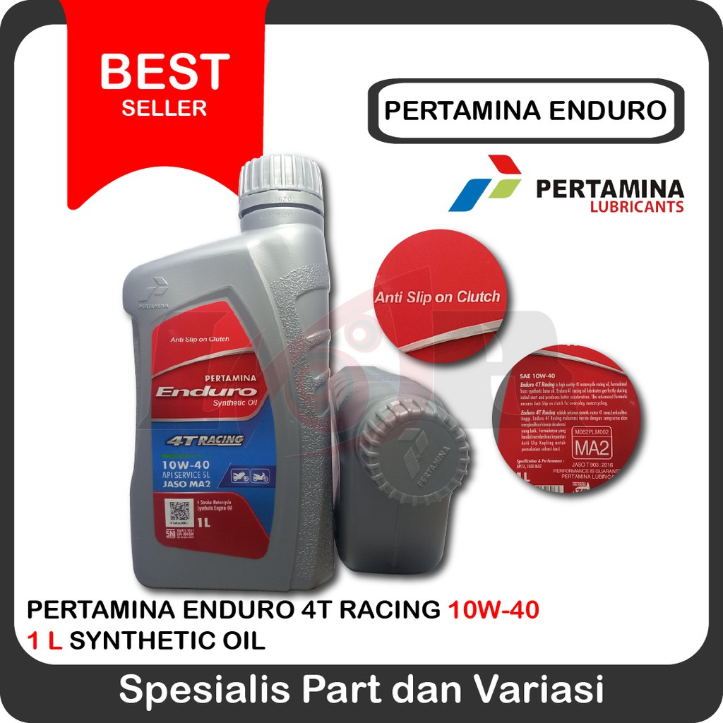 Pertamina Enduro Racing 1 Liter 10w40 JASO Ma2 API SJ Oli Motor Sport