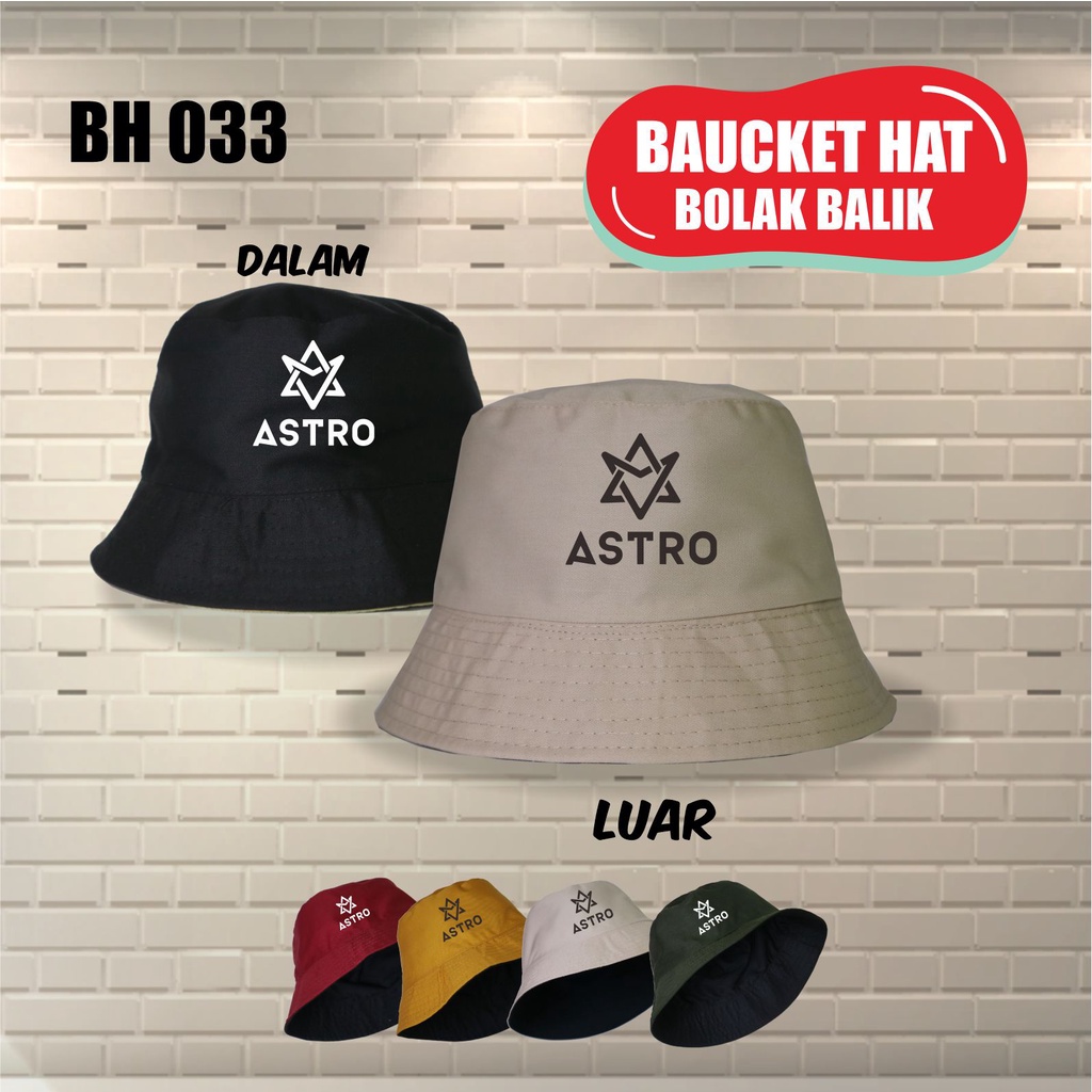 TOPI BUCKET ASTRO Dewasa Pria Wanita Premium Korea Bolak Balik 2 Warna Buket Hat Kpop Cowok Perempua