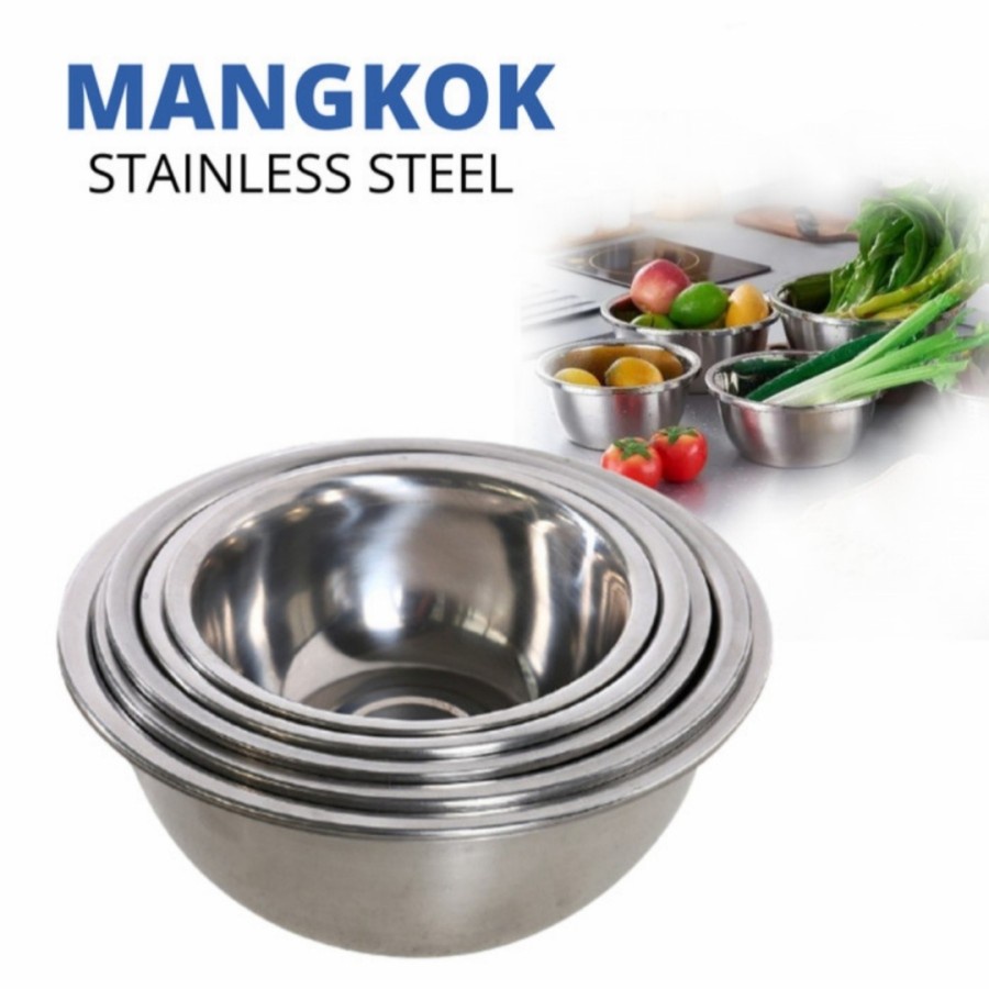 Mangkok Baskom Stainless Serbaguna Waskom Mixing Bowl Ember Dapur Susu