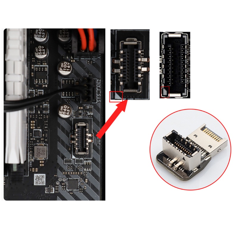Adaptor Header Motherboard btsg 90derajat Kanan Kiri Turn Adapter Built-in USB3.1 20-Pin Tipe-E Interface Extension Adap