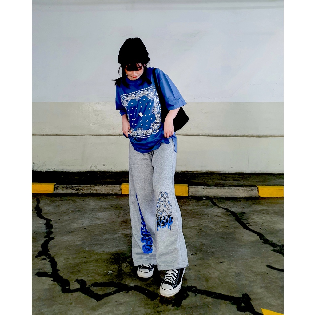 4empat - Gothic Pants Wideleg Part II  Celana wide leg Celana Cargo Wanita Celana Kekinian