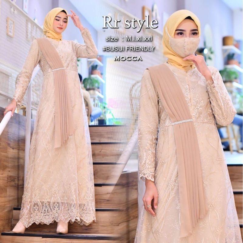 Diskon35% gamis selendang modern by RASAQI KEBAYA/gamis pesta/gamis wanita terbaru/gamis wisuda/