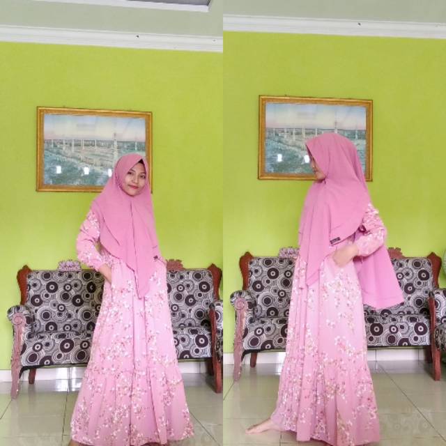 Gamis sakura/gamis monalisa/gamis set hijab/khimar/terbaru/terlaris