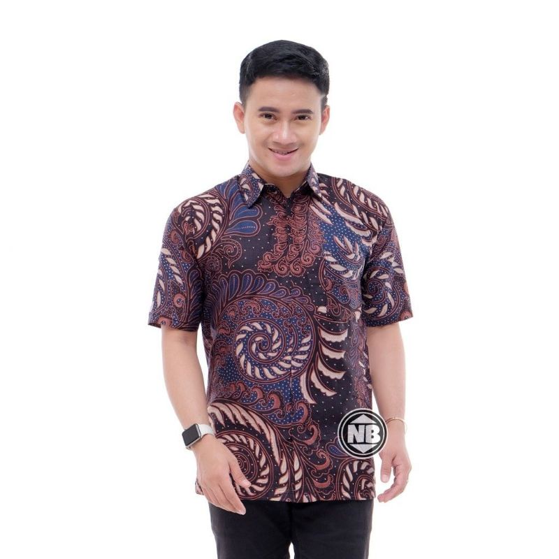 Kemeja Batik Pria Lengan Pendek Keong Mas Size M, L, XL ( ORIGINAL )