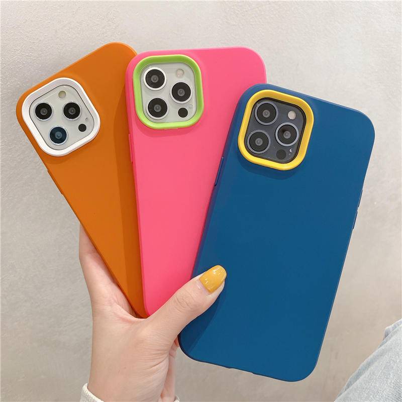 3 In 1 Soft Case Bumper Silikon Warna Permen Shockproof Cover Iphone 13 12 11 Pro Max X Xs Max