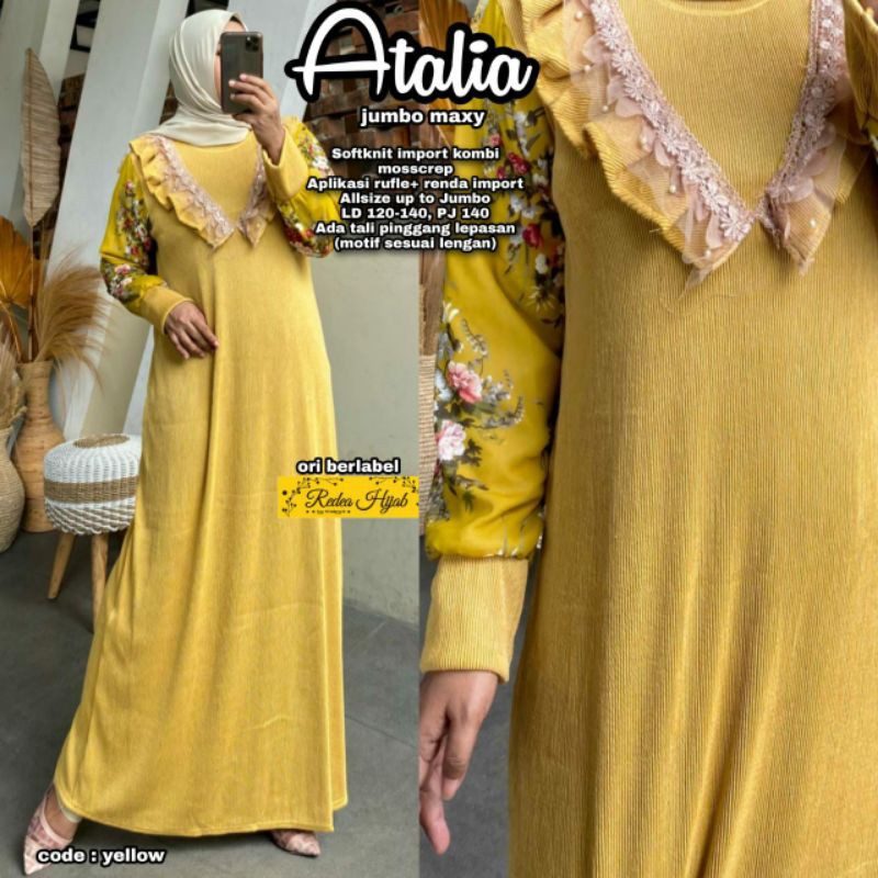 Gamis Jumbo Atalia maxy bahan kaos import LD 120-140